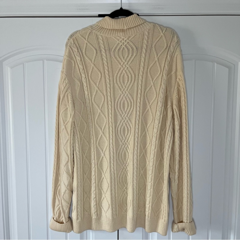Vintage Cable Knit Fisherman Turtleneck Sweater Scandi Gilmore Size Small Cotton - Picture 8 of 10
